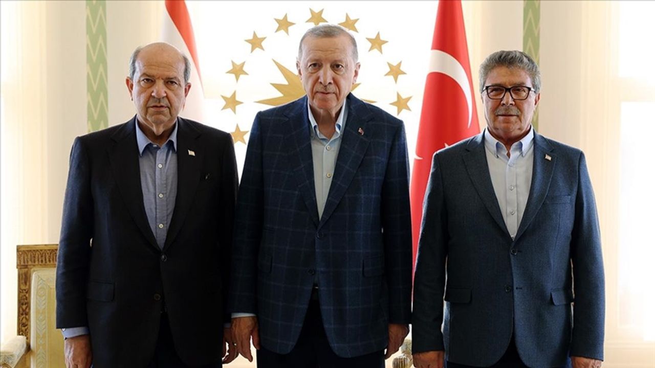 Cumhurbaşkanı Erdoğan, KKTC Cumhurbaşkanı Tatar ve KKTC Başbakanı Üstel ile görüştü