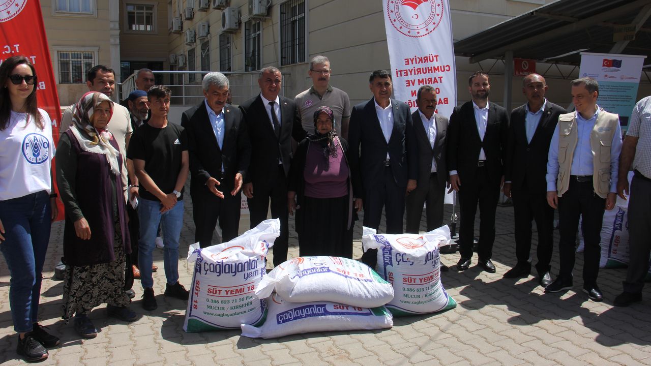 Kilis'te depremzede hayvan yetiştiricilerine yem desteği