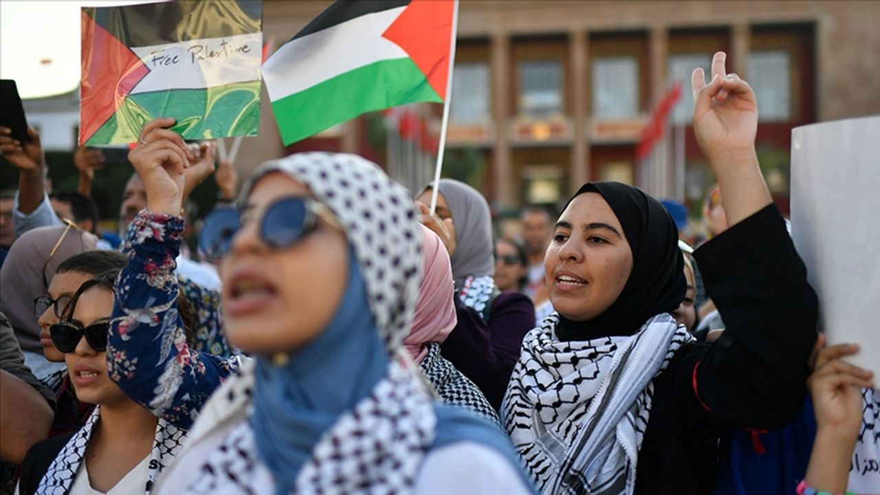 Fas'ta İsrail'in Gazze Şeridi'ne saldırıları protesto edildi