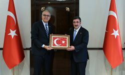 Cumhurbaşkanı Yardımcısı Cevdet Yılmaz, TVF Başkanı Üstündağ'ı kabul etti