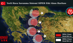 Türkiye’nin yerli ve milli hava savunma sistemi SİPER’in etki alanı haritası