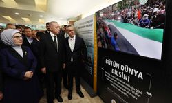 Cumhurbaşkanı Erdoğan, İsrail'in Filistin'e saldırılarını anlatan sergiyi gezdi