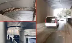 Büyükçekmece'de alt geçitten kopan beton parçaları araçların üzerinde düştü