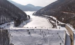 Samsun'da Duruçay Sulama Barajı buz tuttu