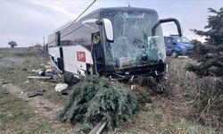 Çanakkale'de yoldan çıkıp boş araziye giren tur otobüsündeki 11 kişi yaralandı