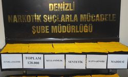 Denizli'de otomobilde 128 bin kullanımlık sentetik uyuşturucu ele geçirildi