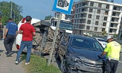 Ordu’da 2 otomobil çarpıştı, birisi takla attı