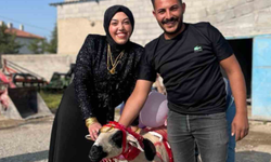 Nişanlısına süslediği koyunu hediye etti