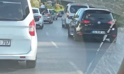 Arnavutköy’de düğün konvoyu trafiği kilitledi