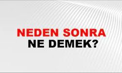 Neden Sonra ne demek
