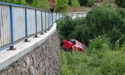 Otomobil istinat duvarından ağaçlık alana uçtu: 4 yaralı