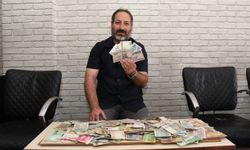 Dededen toruna geçen para koleksiyonu Gümüşhaneli berberin dükkanında sergileniyor