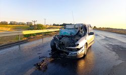 Tekirdağ'da pikaba arkadan çarpan otomobilin sürücüsü öldü