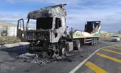 Konya'da seyir halindeyken alev alan tırın sürücüsü öldü