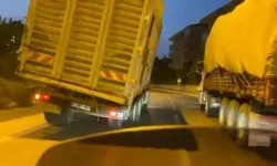 Trafikte tehlike saçan kamyon böyle görüntülendi
