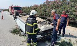 Takla atan otomobilin sürücüsü yaralandı