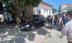 Asırlık çınarın dalı otomobilin üzerine düştü