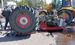 Nevşehir'de hafif ticari araçla çarpışan traktörün sürücüsü yaralandı