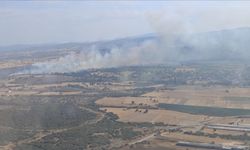 Çanakkale'de orman dışı alanda çıkan yangın söndürülmeye çalışılıyor