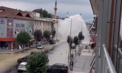 Düzce’de su borusu patladı: 5 metre su fışkırdı