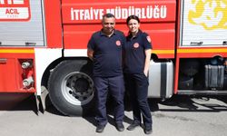 Çankırı'da itfaiyeci çift birbirine destek vererek görev yapıyor