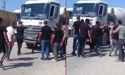 Yol verme tartışmasında sinirlenen vatandaş, kendini ringde hissedercesine kamyonu yumrukladı