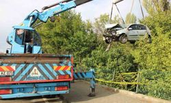 Amasya'da otomobil bahçeye uçtu