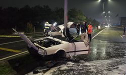 Tekirdağ'da direğe çarpan otomobilin sürücüsü yaralandı