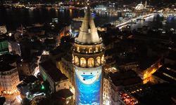 Galata Kulesi'ne "Sıfır Atık Forumu" kapsamında çevre temalı görseller yansıtıldı