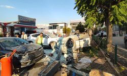 Ankara’da takla atan otomobil benzinliğe uçtu
