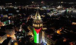 Galata Kulesi Filistin Bayrağı Renkleriyle Aydınlatıldı