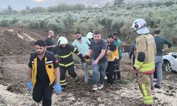 Otomobil zeytin bahçesine uçtu: 1 yaralı