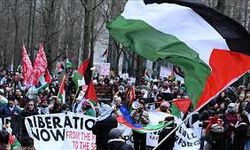 Belçika'da binlerce kişi Gazze'ye destek gösterisi düzenledi