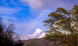 Yağıştan sonra gökyüzünde gökkuşağı oluştu