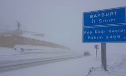 Bayburt’un yüksek kesimlerine kar yağdı