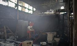 Burdur'da mermer fabrikasında yangın