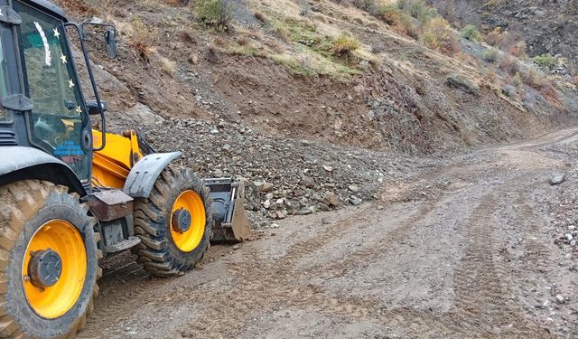 Siirt'te heyelandan kapanan köy yolu ulaşıma açıldı