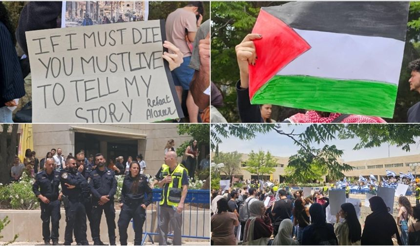 Kudüs İbrani Üniversitesi öğrencileri Nekbe'nin 77'nci yıldönümünde protesto düzenledi