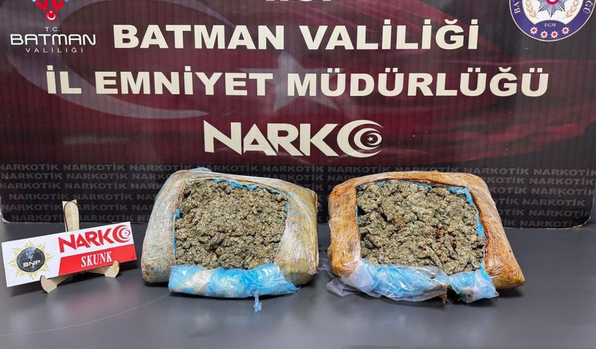 Batman'da yolcu otobüsünde uyuşturucuyla yakalanan şüpheli tutuklandı